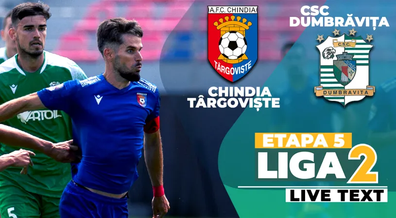 Chindia trece de Dumbrăvița cu două goluri marcate în urma unor greșeli! Târgoviștenii urcă pe locul 5 în Liga 2