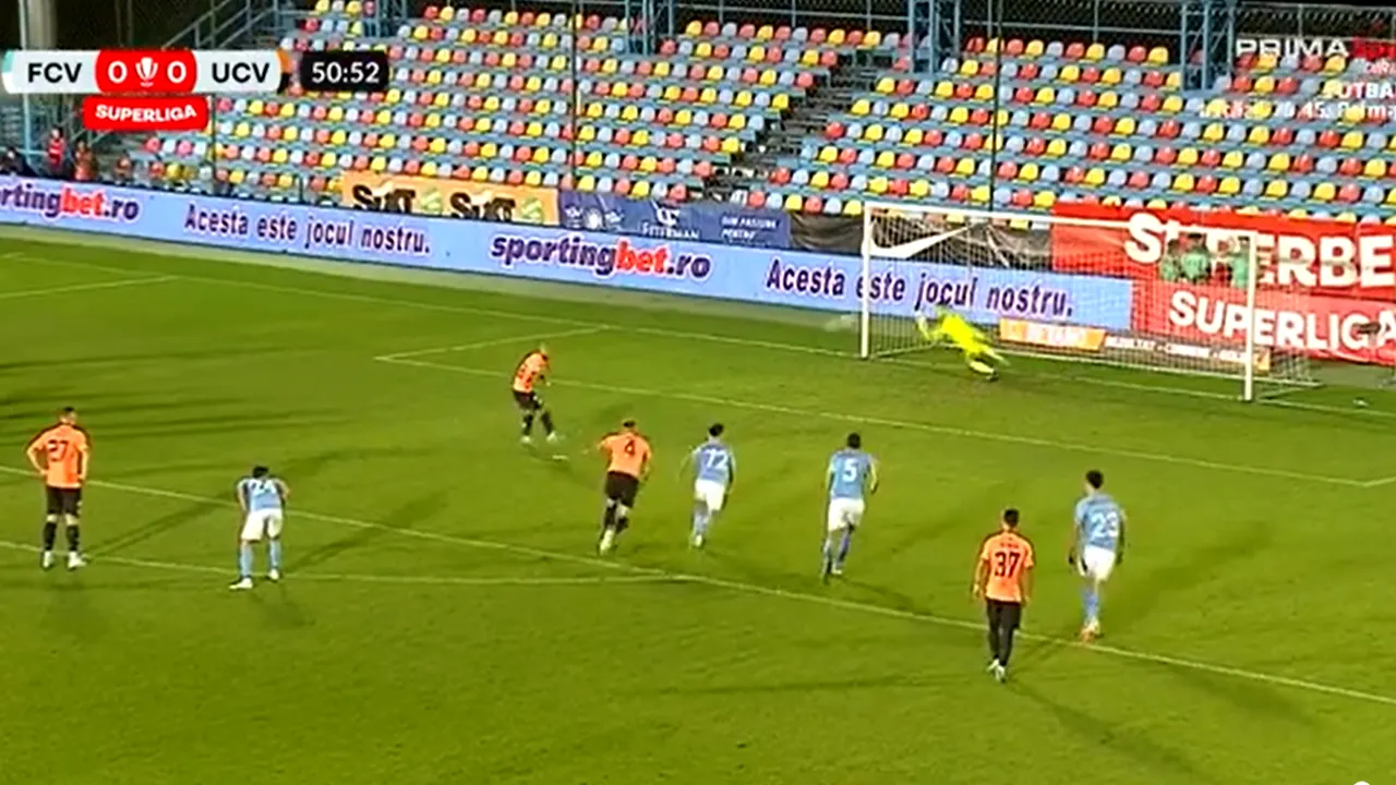 Alexandru Mitriță a obținut penalty-ul pe care tot el l-a ratat! Execuție lamentabilă a starului oltean în meciul FC Voluntari - Universitatea Craiova | VIDEO