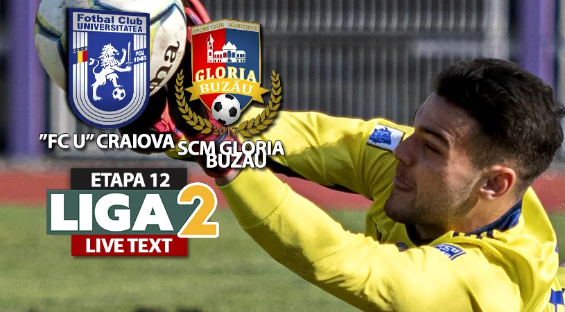Liderul nu mai câștigă! ”FC U” Craiova remizează și cu SCM Gloria Buzău și ratează din nou șansa să se desprinsă și mai mult în fruntea Ligii 2