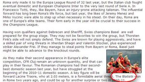 Rebranduire forțată! :) Goal.com: "The Blatiștii au câștigat la Roma, acum doi ani!"