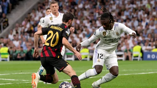 Prima controversă legată de arbitraj la Real Madrid – Manchester City! Bernardo Silva a avut o intrare dură asupra lui Camavinga, dar nu a primit nici măcar cartonașul galben! Merita eliminat? | FOTO