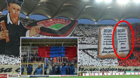 FOTO | Răspunsul steliștilor la coregrafia dinamoviștilor din derby. "Nostradamus se înșală!" Mesajul afișat de fanii FCSB la meciul cu Astra