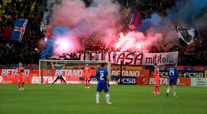 Ce atmosferă de derby pe Arena Națională, la FCSB - FC U Craiova! Roș-albaștrii, „ofensivi” la adresa rivalilor din Bănie: „Sunteți așa mititei...” | FOTO