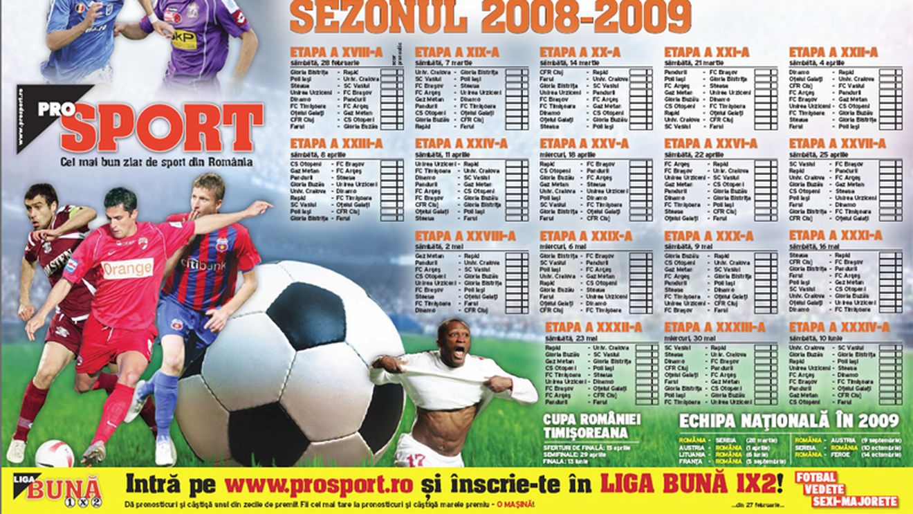 Vineri ai gratuit afiș cu programul returului Ligii 1