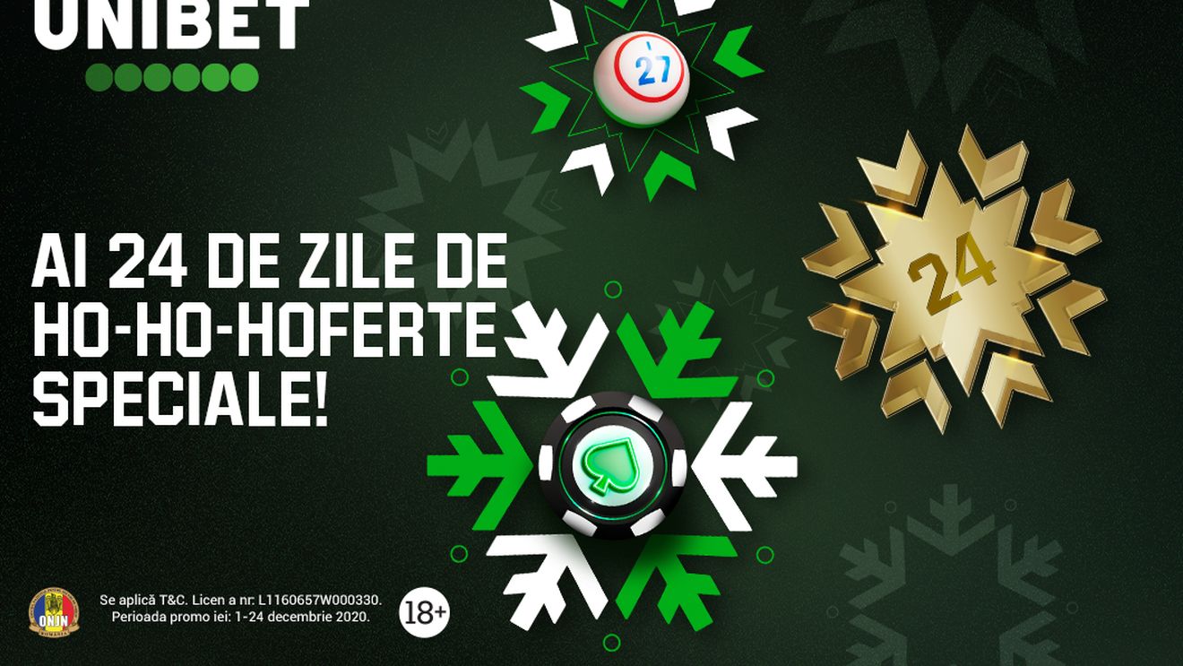 Nu rata ofertele zilnice din Calendarul de Crăciun Unibet!