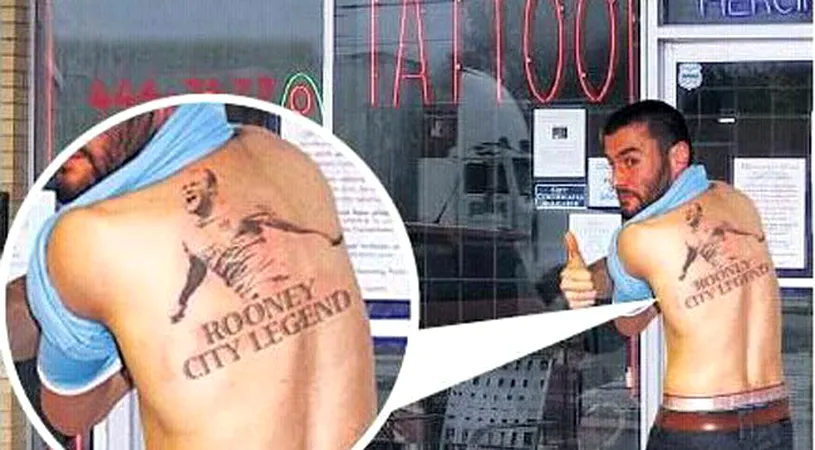 Fanii lui City, buni de bancuri! FOTO** Și-a tatuat chipul lui Rooney, crezând că va semna cu 