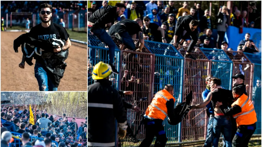 VIDEO | Aproape de o rușine istorică.** Totul despre incidentul care a întârziat derby-ul Chindia - Petrolul. Fanul care a creat haos și cine a recuperat steagul galeriei târgoviștenilor