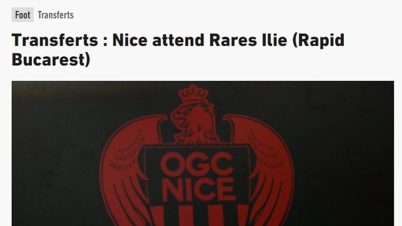 L'Equipe citează ProSport după transferul de senzație al lui Rareș Ilie, de la Rapid la Nice! Ce le-a atras atenția francezilor