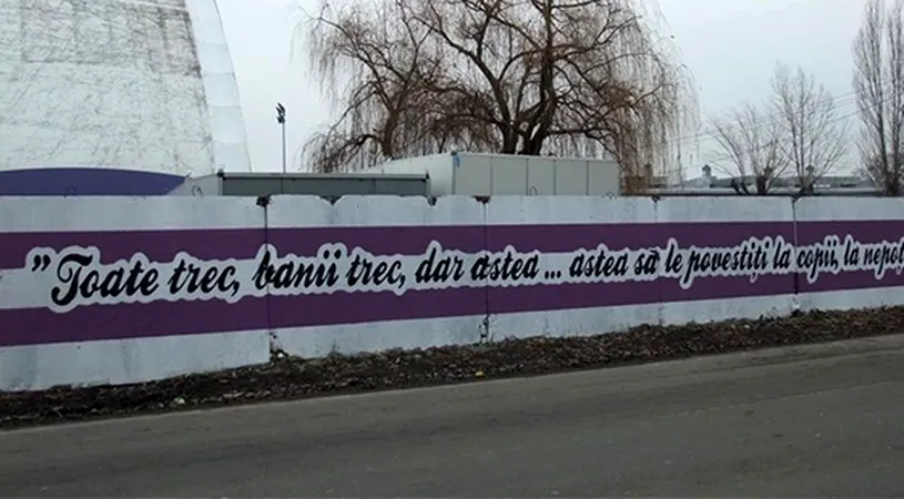 Proiect inedit al fanilor echipei ASU Politehnica.** Un graffiti special cu un citat celebru a fost desenat la Timișoara