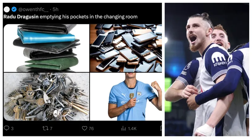 Radu Drăgușin, vedetă pe internet după Manchester City - Tottenham 0-4! Cele mai tari meme-uri cu fundașul român. FOTO