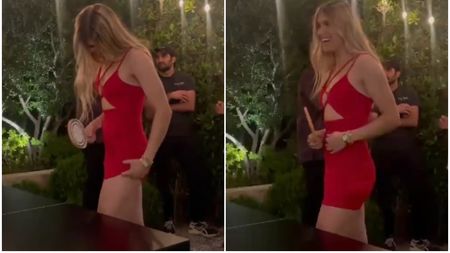 Eugenie Bouchard a făcut-o lată la un meci de ping-pong! Rochia prea scurtă i-a jucat feste canadiencei | VIDEO