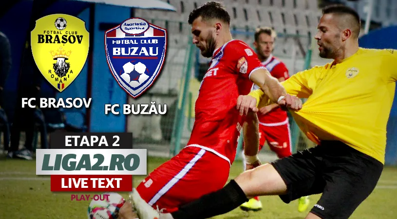 Final halucinant pe Tineretului, între FC Brașov și FC Buzău, cu trei goluri în ultimele minute. ”Dubla” în două minute a lui Vlad Mihalcea a fost anulată în prelungiri de Ekollo