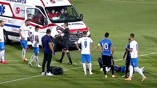 Momente de groază la FC Viitorul – Universitatea Craiova! Alex Cicâldău a rămas întins pe teren după un fault dur + Constănțenii joacă cu un om mai puțin din minutul 5