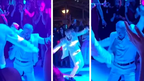 Au apărut imagini absolut fenomenale cu Gigi Becali, care dansează în genunchi la nunta lui Ianis Hagi, împreună chiar cu fiul lui Gică Hagi! Miliardarul nu a mai ținut cont de nimic, s-a dezlănțuit şi a făcut show