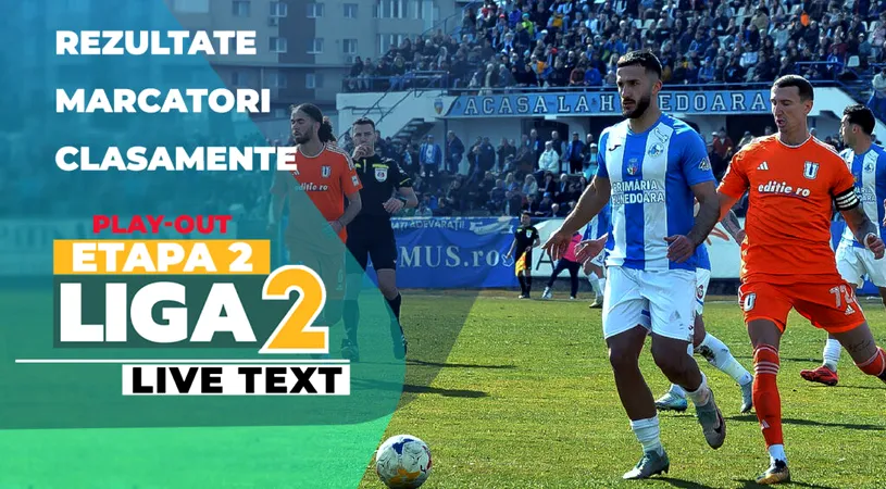 Liga 2, etapa 2, play-out | Corvinul câștigă la ultima fază meciul cu FCU Craiova. În patru din cele șase jocuri s-a înscris de câte trei ori. Focșaniul, victorie surprinzătoare. Nicolae Dică a bifat primul eșec cu Concordia