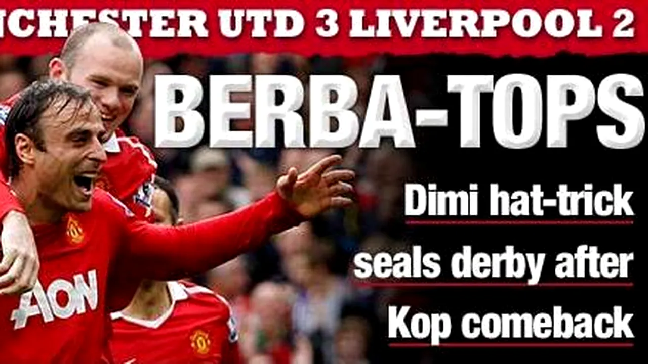 Man. United - Liverpool 3-2! VIDEO Hat-trick-ul lui Berbatov și 'dubla' lui Gerrard