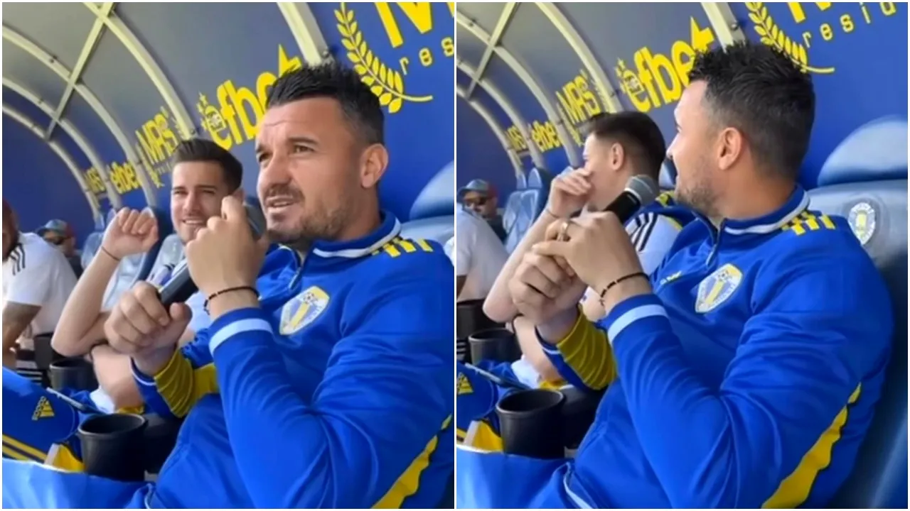 Imagini demențiale cu Constantin Budescu: a cântat la microfonul crainicului pe stadionul Petrolului. Colegii săi au izbucnit în râs când au auzit primul vers | VIDEO