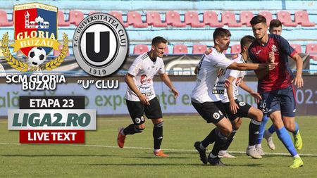 A fost show în Crâng, cu patru goluri, trei bare și o mulțime de alte ocazii! SCM Gloria Buzău a condus ”U” Cluj cu 2-0 la pauză, însă meciul s-a terminat la egalitate