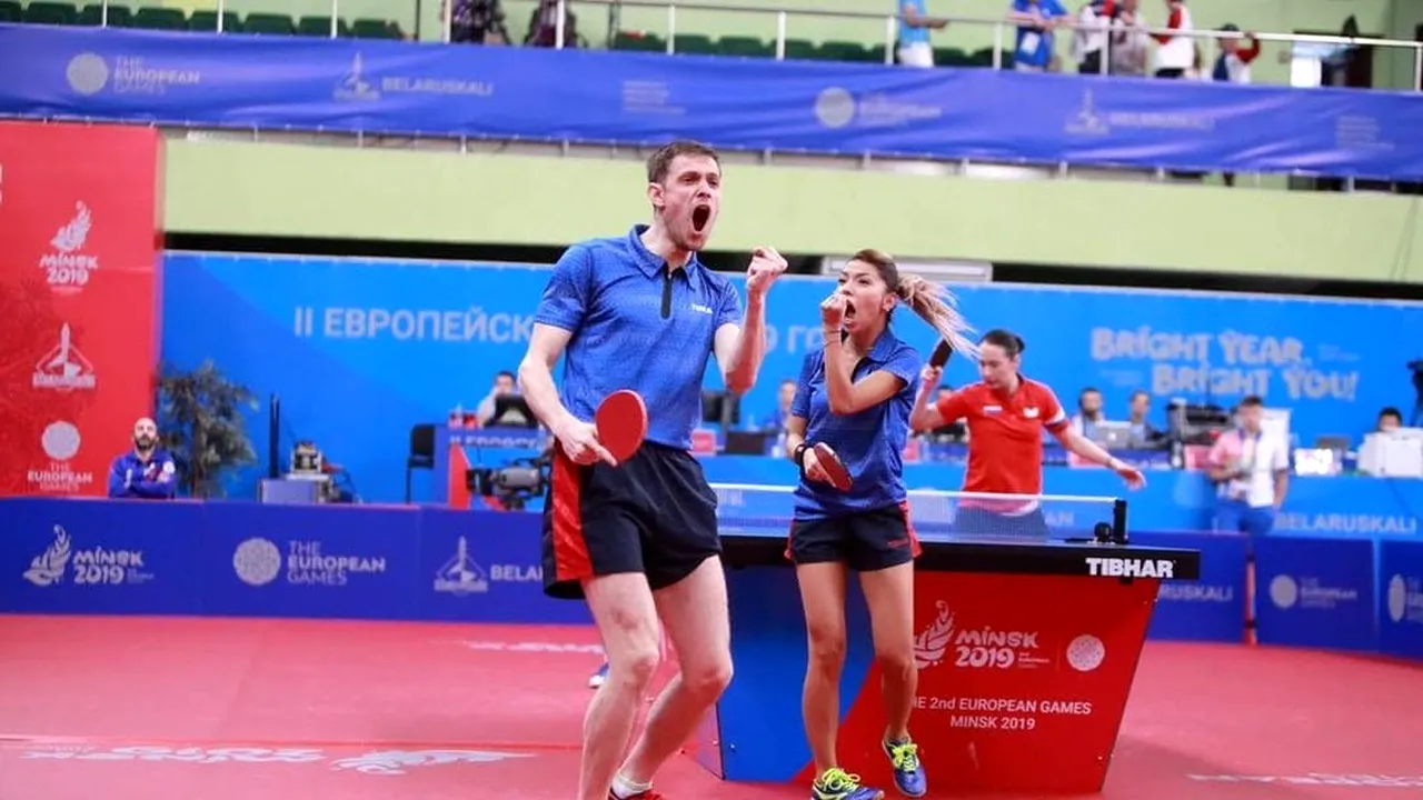 O nouă performanță mare în tenisul de masă! Bernadette Szocs și Ovidiu Ionescu au cucerit medalia de argint la Jocurile Europene în proba de dublu mixt