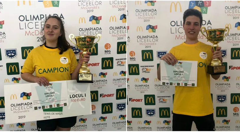 VIDEO | Olimpiada Liceelor McDonald's, ediția 2019, și-a aflat campionii la tenis de masă. Ana Maria Boroica și Mihnea Bordea au adăugat al doilea trofeu al competiției în palmares  