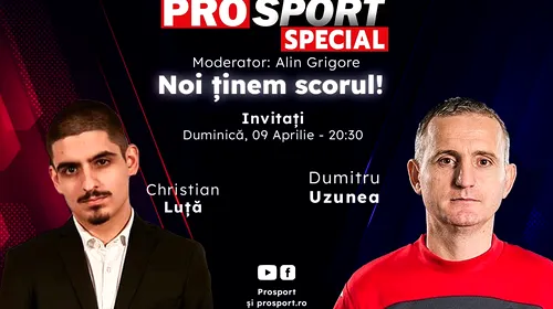 Comentăm împreună la ProSport Special meciul CFR Cluj – FCSB, din etapa a treia a play-off-ului din Superliga, alături de Dumitru Uzunea și Christian Luță