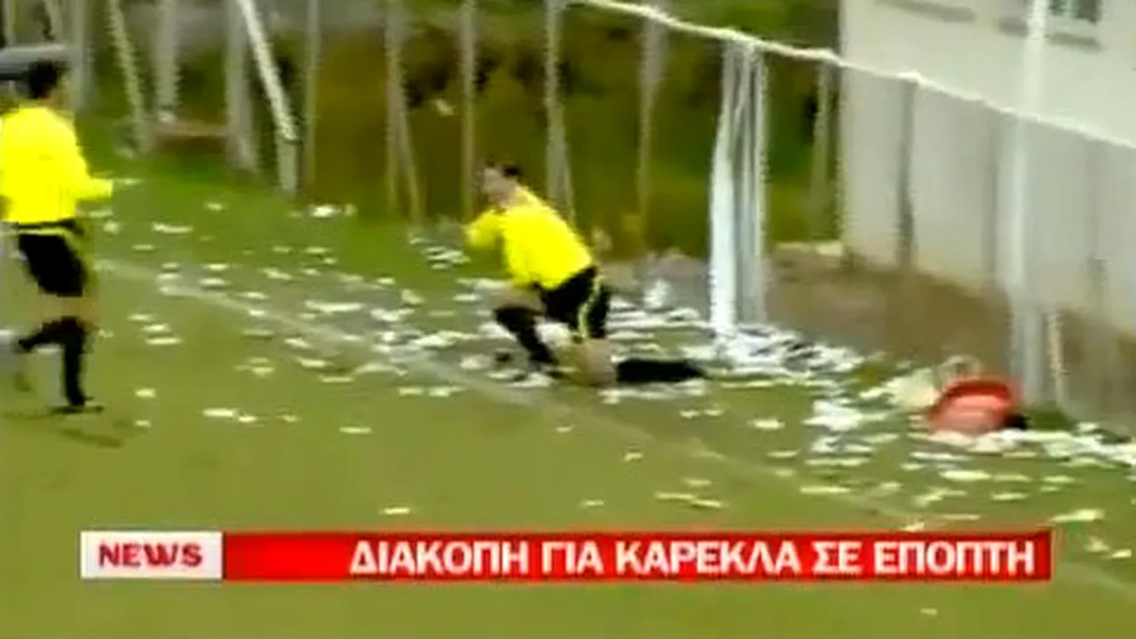 VIDEO Violențe în Grecia!** Meci suspendat după ce un arbitru a fost rănit de un scaun aruncat din tribună