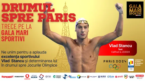 Vlad Stancu a fost premiat la <i class='ep-highlight'>Gala</i> Mari Sportivi ProSport: „Totul a pornit cu un vis, visul de a mă califica la Jocurile Olimpice!”. VIDEO