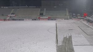 Se întâmplă în România! Imagini uluitoare: zăpadă uriașă pe teren la meciul din Cupa României!