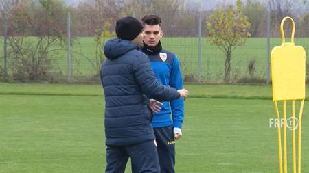 Ianis Hagi, primul antrenament sub comanda lui Adrian Mutu, la naționala de tineret! Imagini inedite cu cei doi | VIDEO