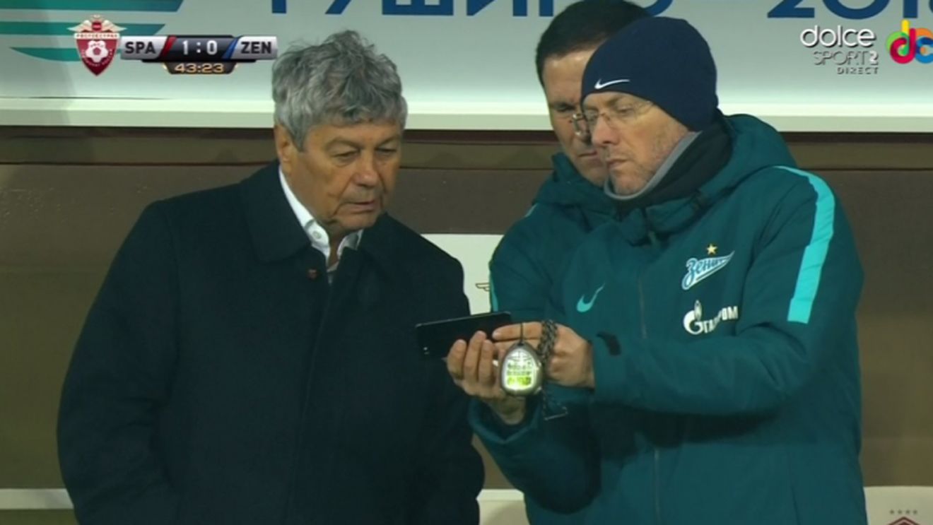 Mircea Lucescu a apelat la "proba video" chiar pe marginea terenului, în timpul meciului :). "Il Luce" a văzut pe telefonul mobil o fază controversată din derby-ul cu Spartak