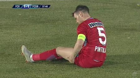 Alarmă la FCSB! Pintilii s-a accidentat din nou și a fost schimbat de Teja înainte de pauză! FOTO | Ce s-a întâmplat