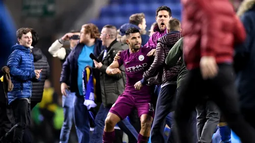 Will Grigg”s on fire! Manchester City a fost eliminată din FA Cup de Wigan, iar totul a degenerat la finalul partidei. Kun Aguero a scăpat de sub control și a lovit un fan | VIDEO