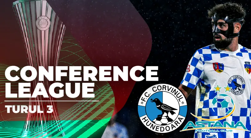 Corvinul pierde manșa tur cu Astana, după ce a condus la Sibiu, în Conference League. Hunedorenii au cedat presiunii și au pierdut pe final de joc