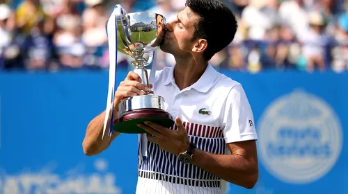 Djokovic a câștigat titlul de la Eastbourne după ce l-a învins pentru a 14-a oară în carieră pe Gael Monfils. Sârbul, la primul trofeu în ultimele șase luni