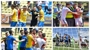 Au fost momente tensionate la Slobozia, în prelungirile barajului cu Recea, după marcarea golului care a decis cine rămâne în Liga 2 și retrogradează în Liga 3. Arbitrul a arătat patru cartonașe roșii