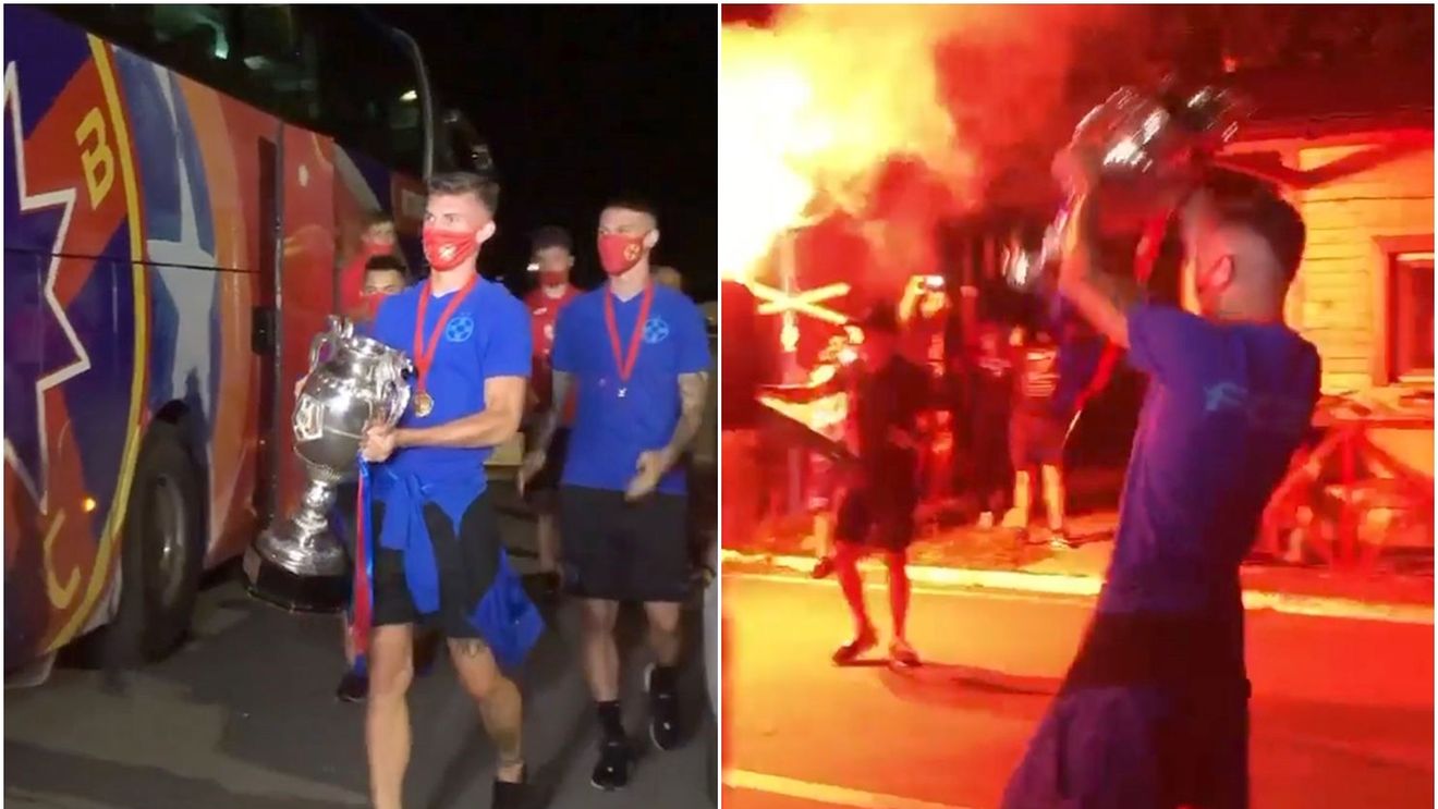 Nebunie la Berceni! Nu s-a mai ținut cont de distanțarea socială: jucătorii FCSB-ului au sărbătorit cu suporterii! Discursul lui Gheorghe Mustață | FOTO & VIDEO
