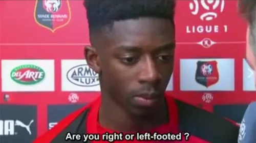 VIDEO EPIC | „Ești stângaci sau dreptaci?!” „Stângaci…” „Atunci de ce bați toate penalty-urile cu dreptul?” Interviul anului în fotbal :) Cum răspunde Dembele