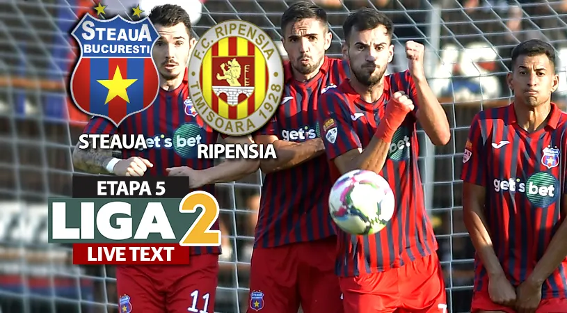 Steaua e noul lider al Ligii 2 după victoria fără mari probleme în fața Ripensiei. Răsdan și Buhăescu au marcat împotriva timișorenilor