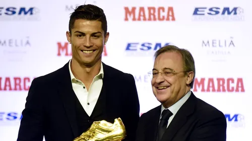 Cristiano Ronaldo a primit Gheata de Aur a Europei. Premiul i-a fost înmânat de Florentino Perez