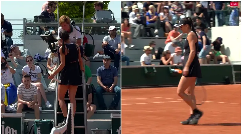 Scene incredibile la meciul Soranei Cîrstea de la Roland Garros! Românca s-a cățărat pe scaunul arbitrei, apoi a fost penalizată cu un punct | FOTO
