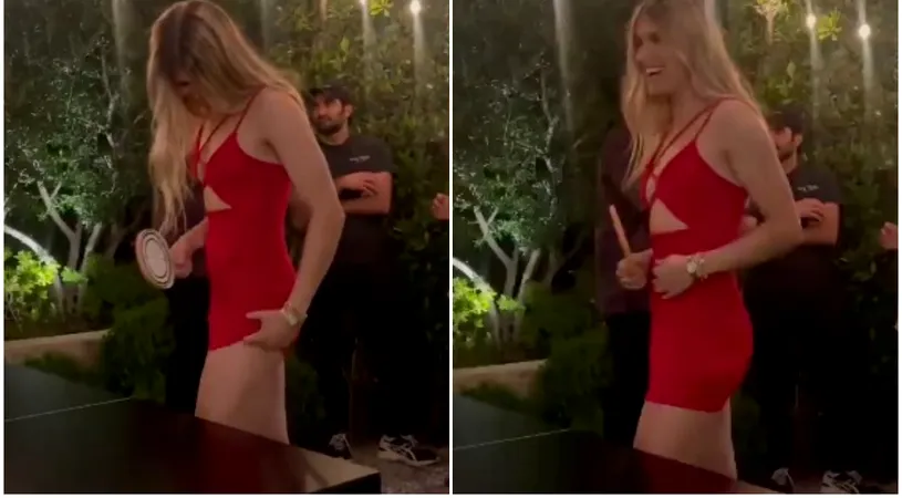 Eugenie Bouchard a făcut-o lată la un meci de ping-pong! Rochia prea scurtă i-a jucat feste canadiencei | VIDEO