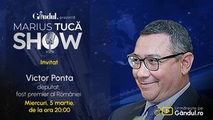 Marius Tucă Show începe miercuri, 5 martie, de la ora 20.00, live pe Gândul. Invitat: Victor Ponta