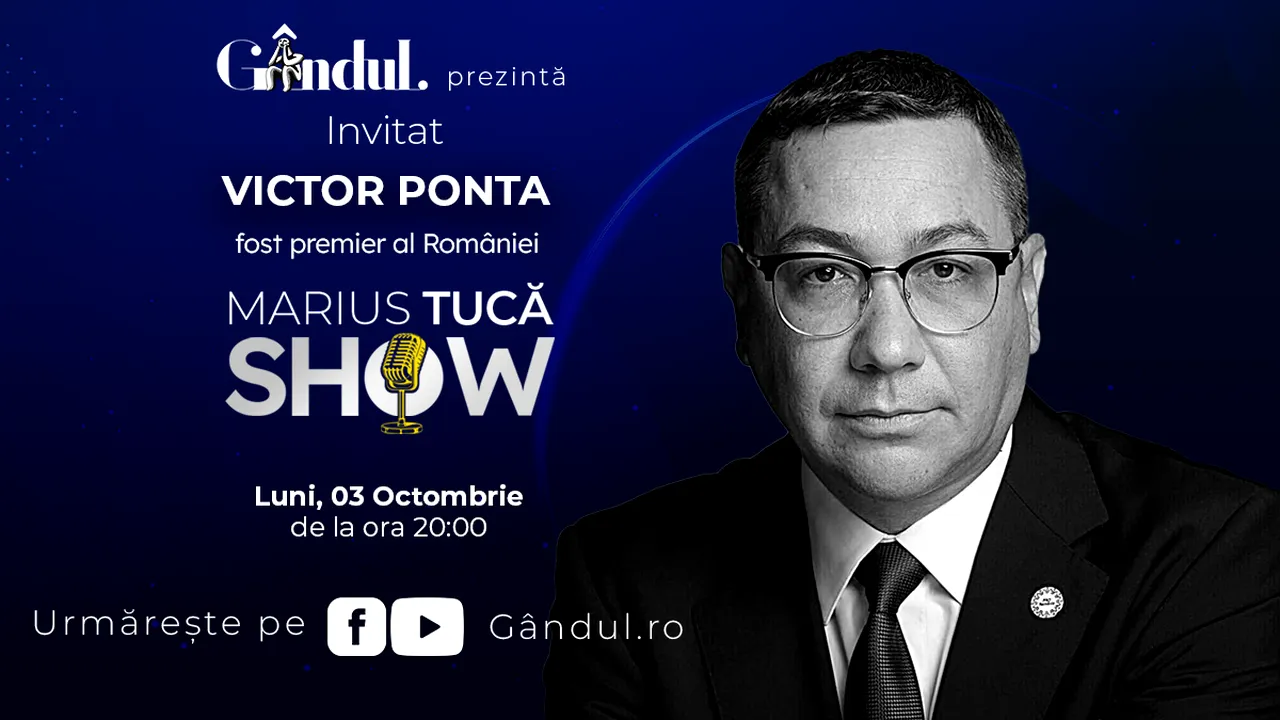 Marius Tucă Show începe luni, 3 octombrie de la ora 20.00, live pe gândul.ro