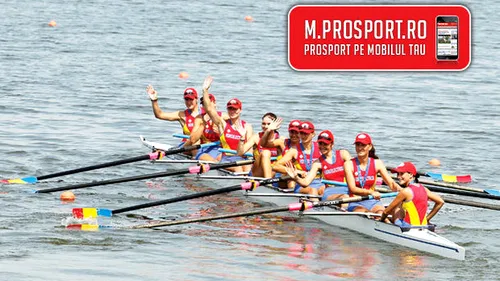 Echipajul feminin de 8+1 al României s-a calificat în finala probei la CM de canotaj