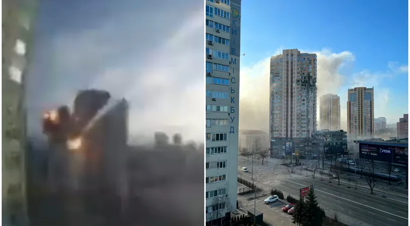 Momentul terifiant în care un bloc de locuințe din Kiev este lovit în plin de o rachetă rusească! Reacția de revoltă a tenismenului Alex Dolgopolov | VIDEO