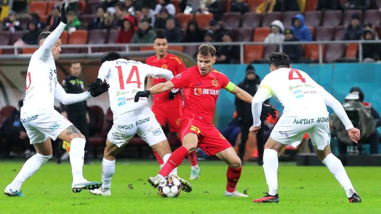 A ieșit accidentat din meciul trecut, dar a revenit cu o dublă! Darius Olaru, goluri de senzație în FCSB - FC Hermannstadt