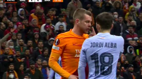 Alexandru Cicâldău s-a certat cu Jordi Alba în timpul meciului Galatasaray – FC Barcelona! Românul, enervat la culme de o decizie a arbitrului