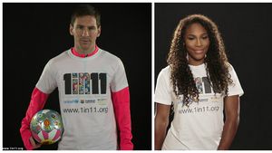 Messi și Serena Williams au început anul în aceeași echipă. Cei doi sportivi susțin campania UNICEF "1 din 11"
