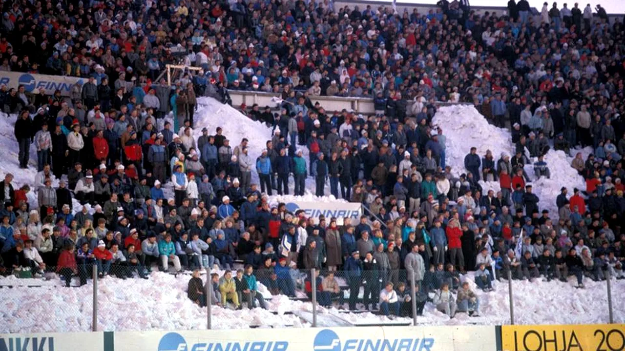 Recordul stabilit de Steaua, în 1986, la Helsinki. FOTO | Tribunele erau acoperite de zăpadă, dar finlandezii au luat cu asalt stadionul. Pițurcă a stricat sărbătoarea națională
