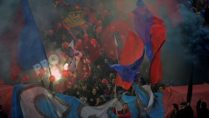 Victorioși pe teren, umiliți în tribune. Banner-ul afișat de "câini" în mijlocul peluzei Stelei | FOTO